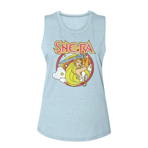 Masters Of The Universe-Rainbow Sword-Stonewash Denim Ladies Muscle Tank-S - Stonewash Denim