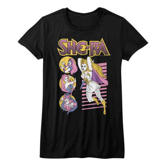 Masters Of The Universe-She Ra And Co-Black Ladies S/S T-Shirt - Black