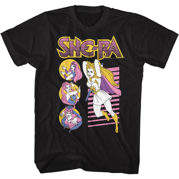 Masters Of The Universe-She Ra And Co-Black Adult S/S T-Shirt - Black