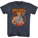 Masters Of The Universe-Heman In Circle-Navy Heather Adult S/S T-Shirt - Navy Heather