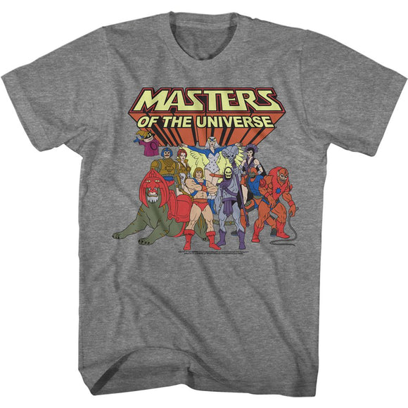 Masters Of The Universe-Desatch Cast-Graphite Heather Adult S/S T-Shirt - Graphite Heather