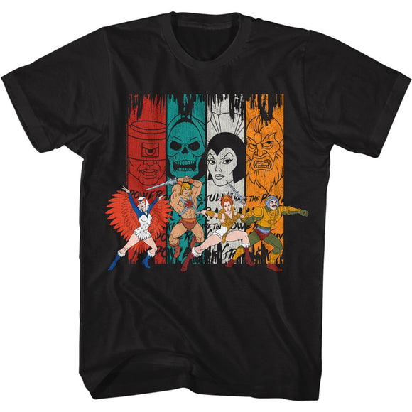 Masters Of The Universe-Villian Stripes-Black Adult S/S T-Shirt - Black