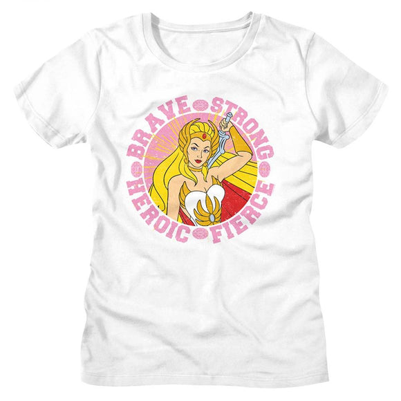 Masters Of The Universe-Motu She Ra Brave And Strong-White Ladies S/S T-Shirt - White