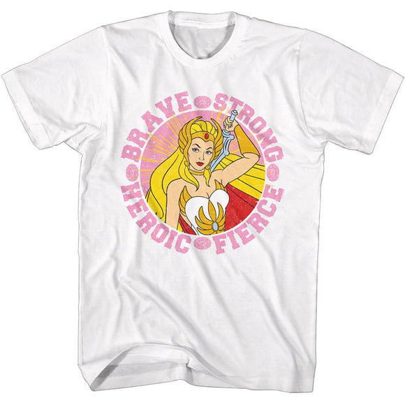 Masters Of The Universe-Motu She Ra Brave And Strong-White Adult S/S T-Shirt - White