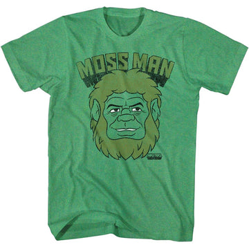 Masters Of The Universe-Moss Man Head-Kelly Heather Adult S/S T-Shirt - Kelly Heather