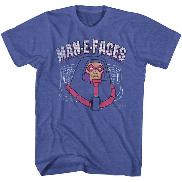 Masters Of The Universe-Man E Faces Head-Royal Heather Adult S/S T-Shirt - Royal Heather