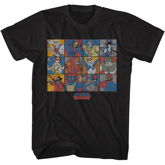 Masters Of The Universe-Character Blocks-Black Adult S/S T-Shirt - Black