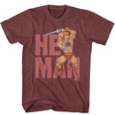 Masters Of The Universe-Motu He Man Text-Vintage Maroon Heather Adult S/S T-Shirt - Vintage Maroon Heather