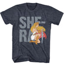 Masters Of The Universe-Motu She Ra Text-Navy Heather Adult S/S T-Shirt - Navy Heather