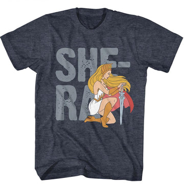 Masters Of The Universe-Motu She Ra Text-Navy Heather Adult S/S T-Shirt - Navy Heather