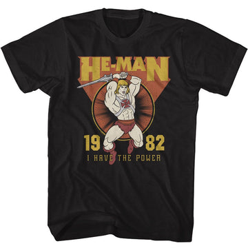 Masters Of The Universe-Motu 1982 I Have The Power-Black Adult S/S T-Shirt - Black