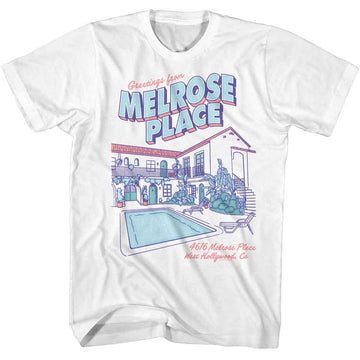 Melrose Place-Melrose Place Postcard Apartment-White Adult S/S T-Shirt - White