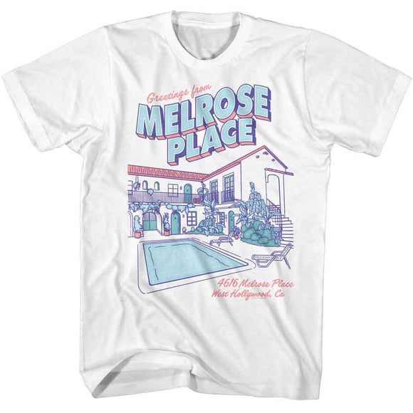 Melrose Place-Melrose Place Postcard Apartment-White Adult S/S T-Shirt - White