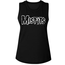 Misfits-Misfits Logo-Black Ladies Muscle Tank-S - Black