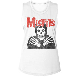 Misfits-Misfits Crossed Arms-White Ladies Muscle Tank S - White