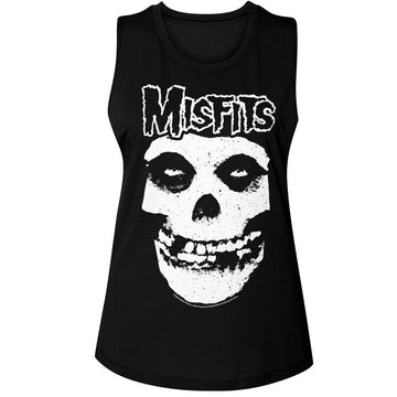 Misfits-Misfits Logo Outline Skull-Black Ladies Muscle Tank-S - Black