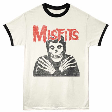 Misfits Crossed Arms Vintage White Black Adult Ringer T-Shirt