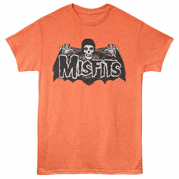 Misfits Bat Logo Bright Orange Heather Adult T-Shirt