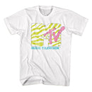 Mtv-Mtv Neon Zebra Logo-White Adult S/S T-Shirt - White