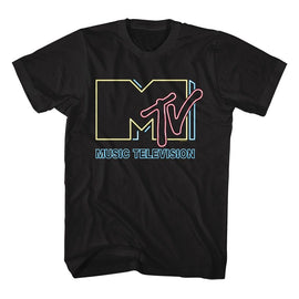 Mtv-Mtv Neon Sign Logo-Black Adult S/S T-Shirt - Black