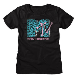 Mtv-Mtv Skull And Bones-Black Ladies S/S T-Shirt - Black