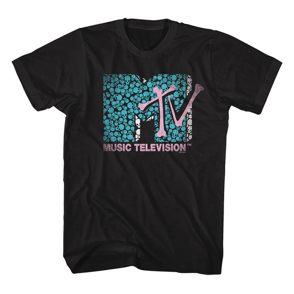 Mtv-Mtv Skulls And Bones-Black Adult S/S T-Shirt - Black