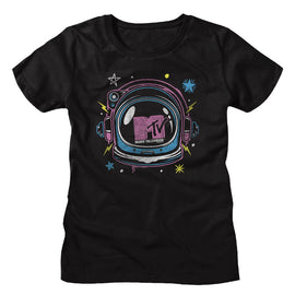 Mtv-Mtv Space Helmet-Black Ladies S/S T-Shirt - Black