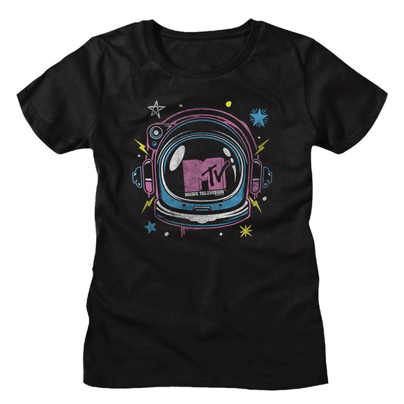 Mtv-Mtv Space Helmet-Black Ladies S/S T-Shirt - Black