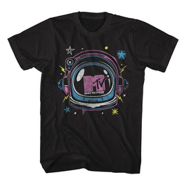 Mtv-Mtv Space Helmet-Black Adult S/S T-Shirt - Black