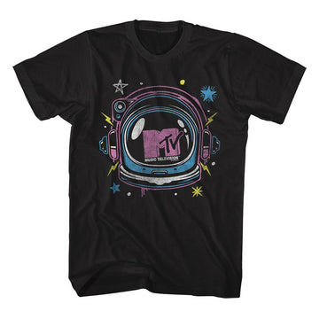 Mtv-Mtv Space Helmet-Black Adult S/S T-Shirt - Black