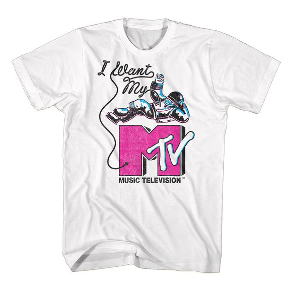 Mtv-Mtv I Want My Astronaut-White Adult S/S T-Shirt - White