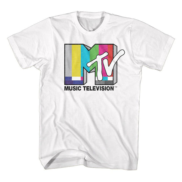 Mtv-Mtv Test Card Logo-White Adult S/S T-Shirt - White