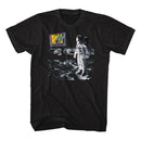 Mtv-Mtv Flag On Moon-Black Adult S/S T-Shirt - Black