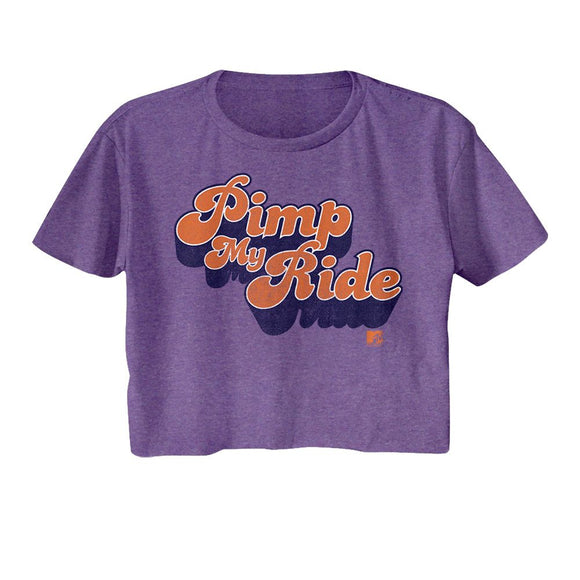 Mtv-Mtv Pimp My Ride-Purple Heather Ladies S/S Festival Cali Crop-S - Purple Heather