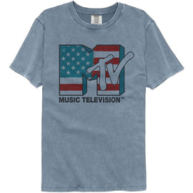 Mtv-Mtv Logo-Blue Jean Adult S/S Comfort Color T-Shirt - Blue Jean