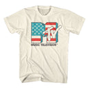 Mtv-Mtv American Flag-Natural Adult S/S T-Shirt - Natural