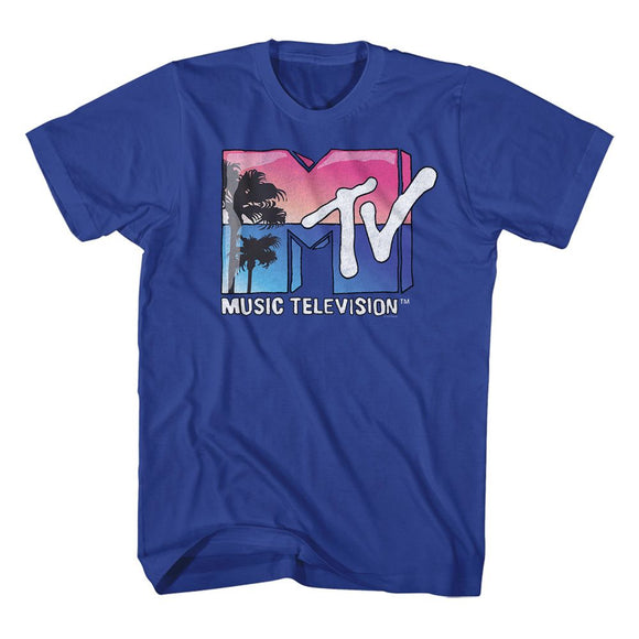 Mtv-Mtv Beach Logo-Royal Adult S/S T-Shirt - Royal