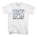 Mtv-Mtv Stripes-White Adult S/S T-Shirt - White