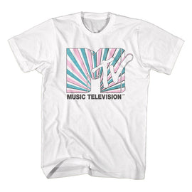 Mtv-Mtv Stripes-White Adult S/S T-Shirt - White