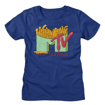 Mtv-Mtv French Fries-Royal Ladies S/S T-Shirt - Royal