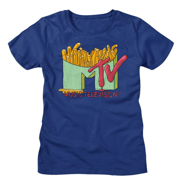 Mtv-Mtv French Fries-Royal Ladies S/S T-Shirt - Royal