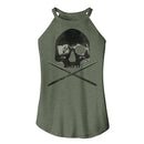 Mtv-Mtv Skull And Sticks-Military Green Ladies Sleeveless Rocker Tank-S - Military Green