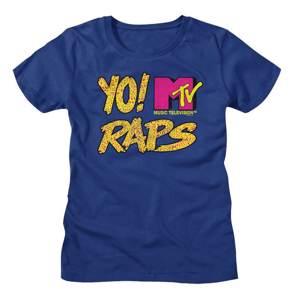 Mtv-Mtv Yo Raps Texture-Royal Ladies S/S T-Shirt - Royal