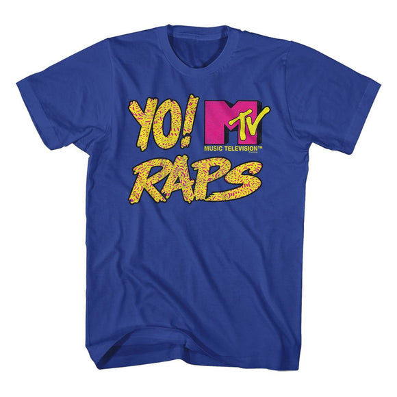 Mtv-Mtv Yo Raps Texture-Royal Adult S/S T-Shirt - Royal