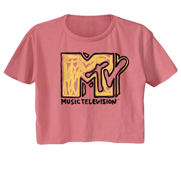MTV Scribble Logo Mauvelous Women's Festival Crop Top