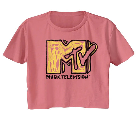 MTV Scribble Logo Mauvelous Women's Festival Crop Top