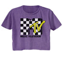 Mtv-Mtv Checkered-Purple Heather Ladies S/S Festival Cali Crop-S - Purple Heather
