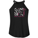 Mtv-Mtv Zebra-Black Ladies Sleeveless Rocker Tank-S - Black