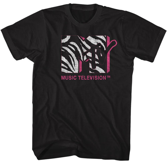 Mtv-Mtv Zebra Mtv-Black Adult S/S T-Shirt - Black