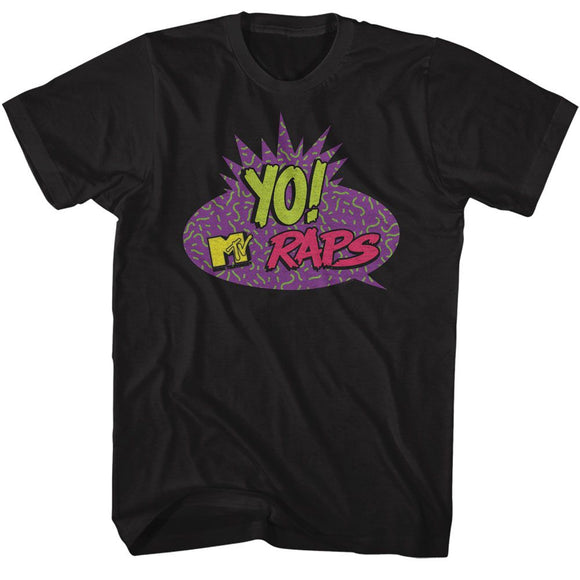 Mtv-Mtv Yo Raps-Black Adult S/S T-Shirt - Black